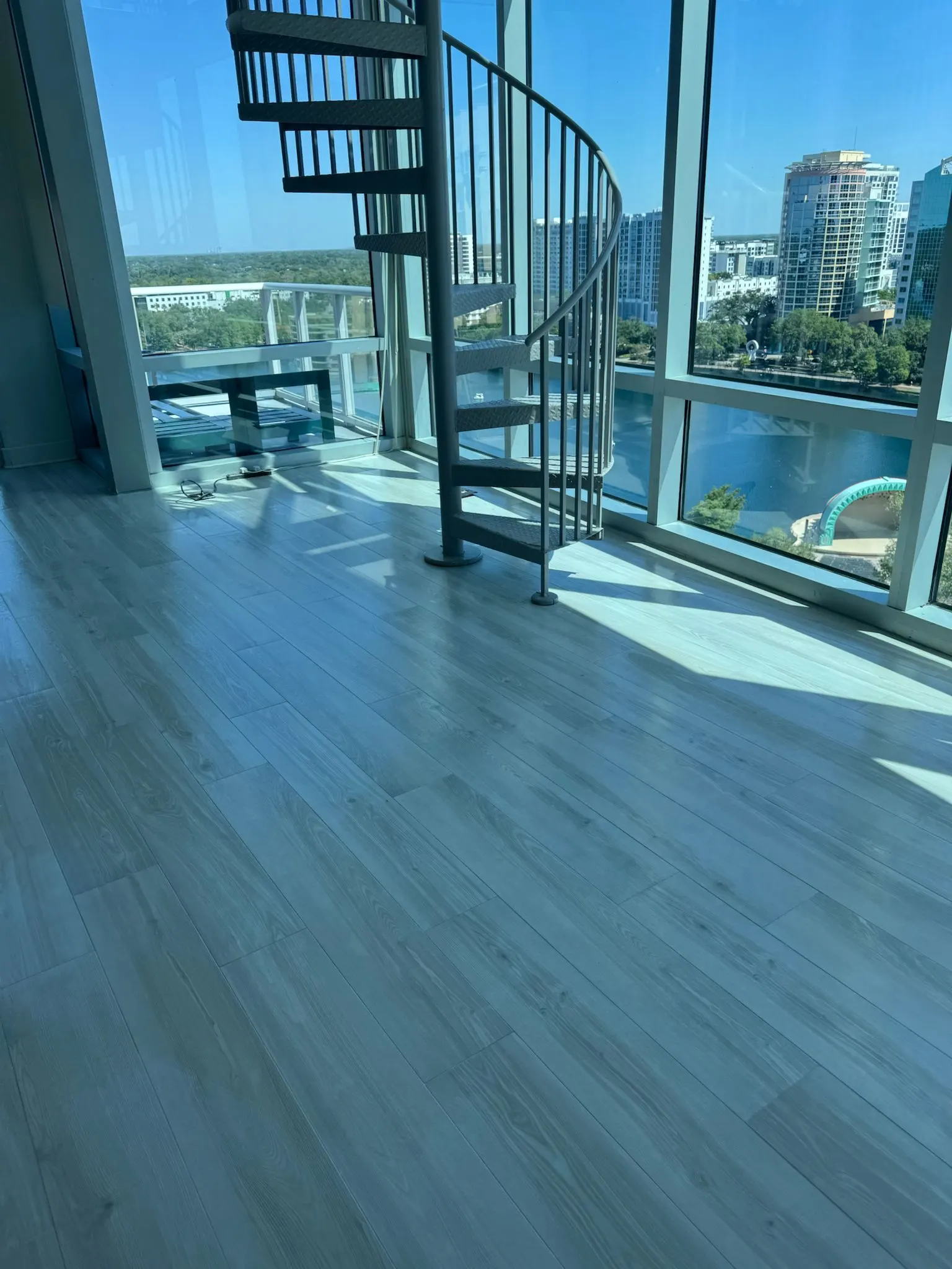 Statement patterned tile floor installation
