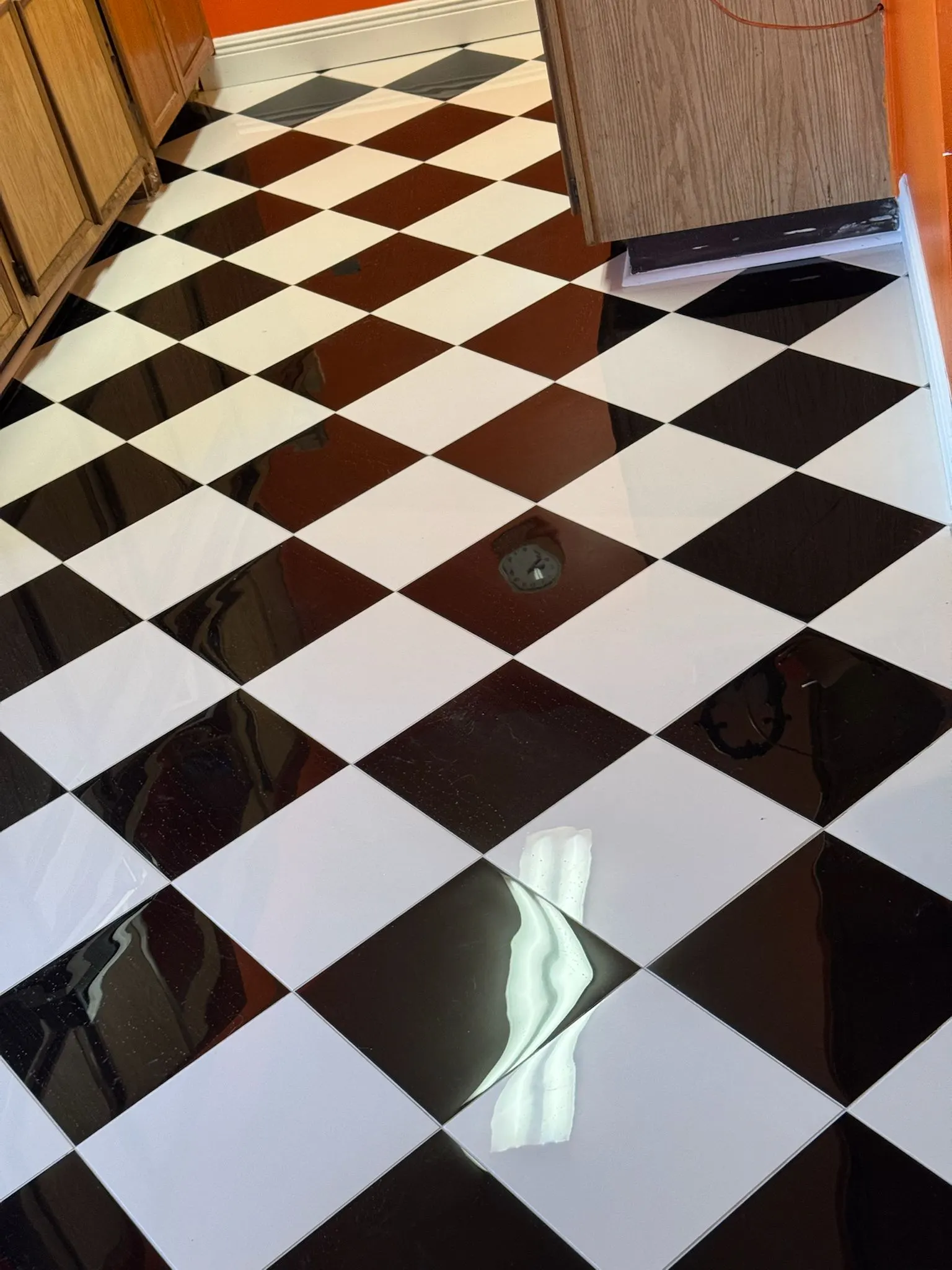 Porcelain tile flooring in a living area